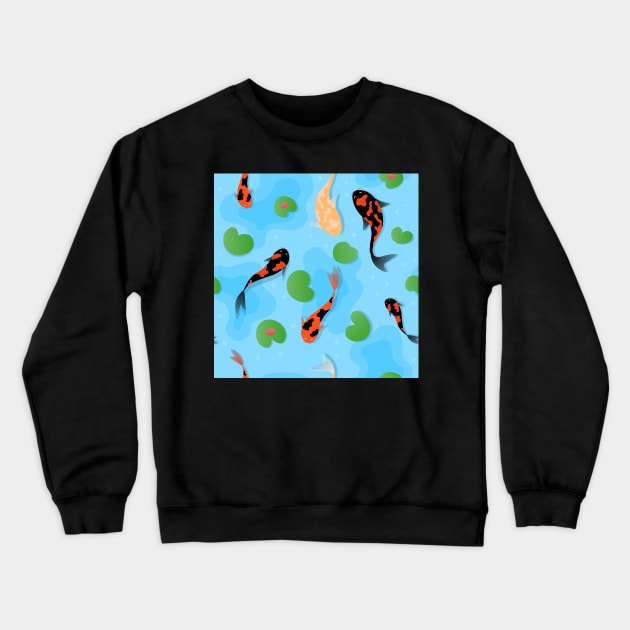 koi carps and lotus in water, japanese culture symbols Crewneck Sweatshirt by Lozovytska